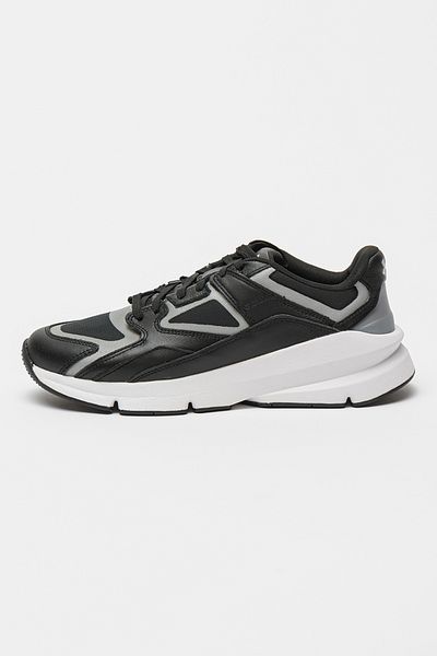 Under Armour Under Armour, Pantofi sport din piele cu segmente din plasa Forge 96, Negru melange, Alb optic, 9