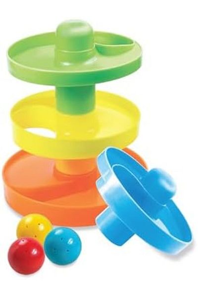 Moon Spiral Ball Ramp Tower - Ball Drop and Roll Activity Toy for Baby and Toddler, Learni