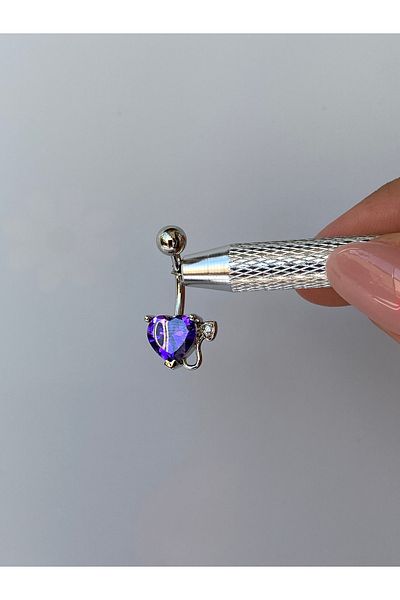 kurukafagift Steel Navel Piercing Purple Heart Devil Demon Gothic