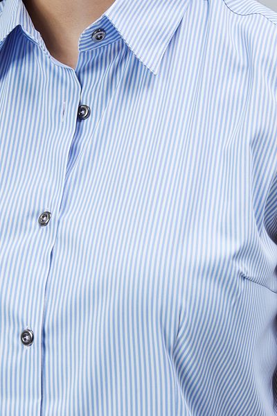 by shirts collection Cămașă elegantă de elită cu mâneci zero cu dungi albastre albe