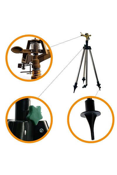 Strend Pro Pulsating sprinkler, galvanized, with telescopic tripod, 550-905 mm