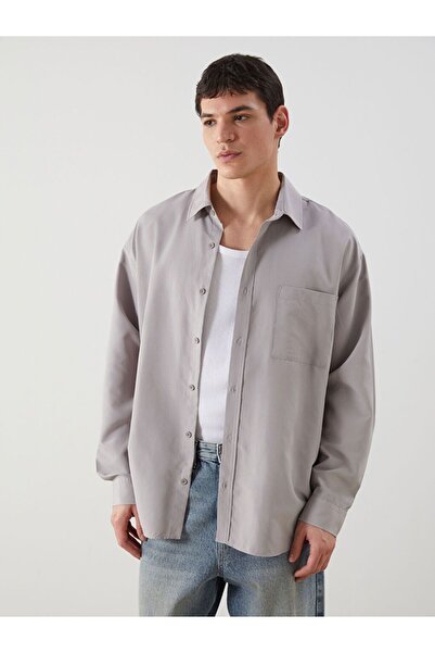 LC Waikiki Xside Gray Comfortable Fit Long Sleeve Men's Shirt