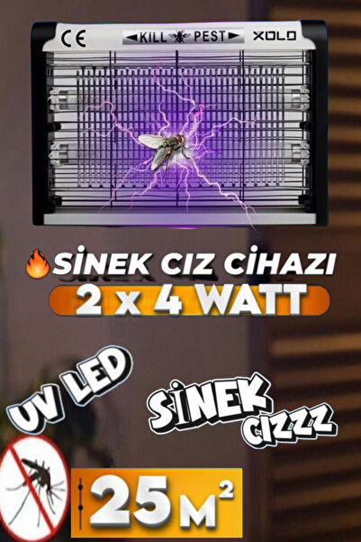 ESENLİWE 2X4 Watt Sinek Kapanı 25 Metrekare Uv Sinek Tuzağı Siyah Kasa Elektr...