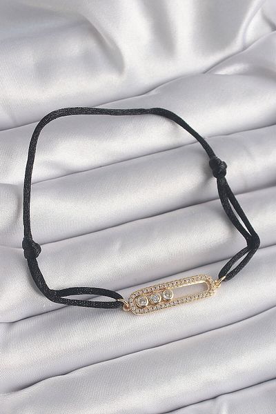 Avantaj Kapıda ®   Black Color Drawstring Elevator Gold Messika Model Women's Bracelet
