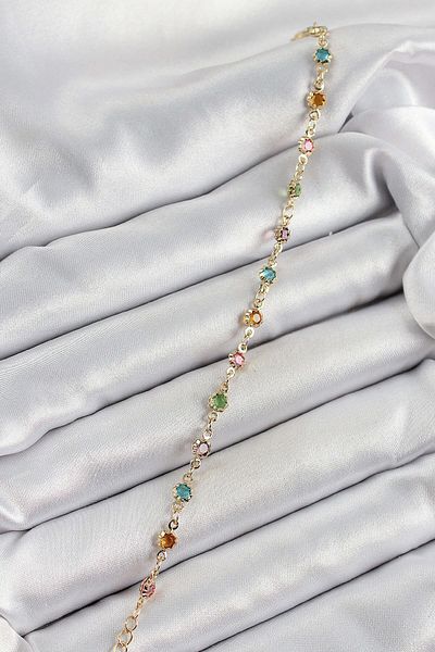 Avantaj Kapıda ®   Brass Gold Color Mixed Color Zircon Stone Women's Bracelet