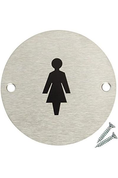 GENERAL Fire Door Guru® Female Toilet Door Sign - 76mm Disc - Stainless Steel Safety Sign - Fixings Include