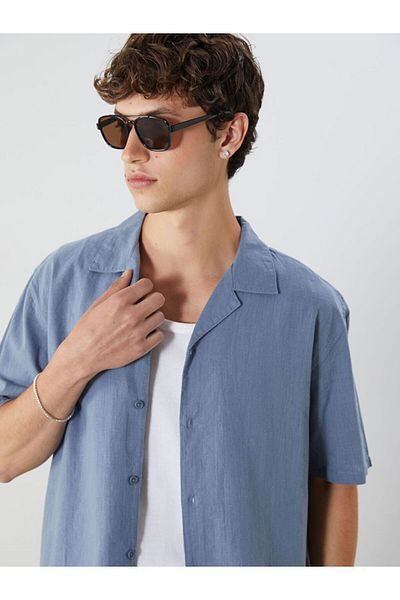 LC Waikiki Xside Comfortable Fit Short Sleeve Linen Blend Men's Shirt