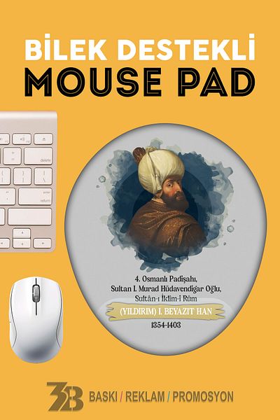 3B BASKI REKLAM PROMOSYON Yildirim Beyazit Han Orthopedic Supported Oval Mouse Pad-Mouse Bottom-3Bomouse29