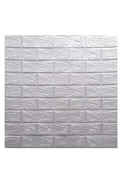 SIKS Tapet 3D autoadeziv, model de cărămidă în relief, argintiu, design modern, dimensiuni 77x70cm