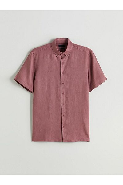 LC Waikiki Southblue Regular Fit Short Sleeve Linen Men's Shirt