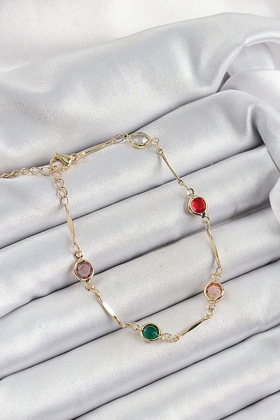 Avantaj Kapıda ®   Brass Assorti Model Gold Color Zircon Stone Women's Bracelet