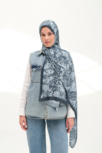 Aida Scarfs Velura Sun Shawl Ethnic Blue