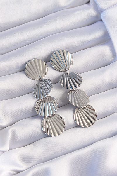 Avantaj Kapıda ®   Brass Silver Color Seashell Model Dangle Earrings