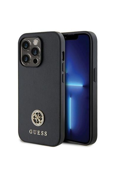 Guess Husa 4g Strass Metal Logo Iphone 15 Pro Max Negru