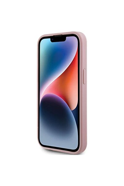 Guess Husa Fixed Glitter 4G Metal Logo iPhone 15 Roz