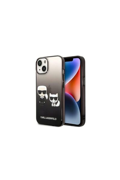 Karl Lagerfeld Husa iPhone 14 Karl Lagerfeld Gradient Karl&Choupette Negru