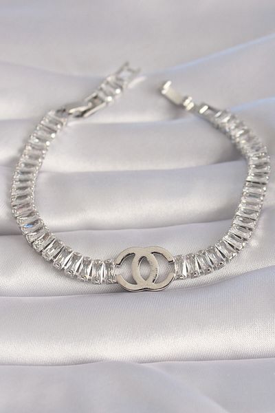 Avantaj Kapıda ®   Brass Silver Color Zircon Stone Waterway Model Vip Series Women's Bracelet