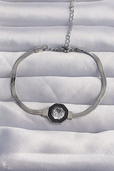 Avantaj Kapıda ®   316L Steel Silver Color Zircon Stone Enamel Italian Chain Serenay Bracelet