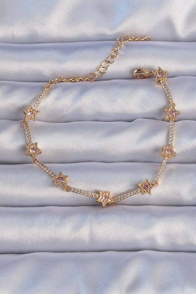 Avantaj Kapıda ®   Vip Series Brass Gold Color Zircon Stone Star Model Bracelet