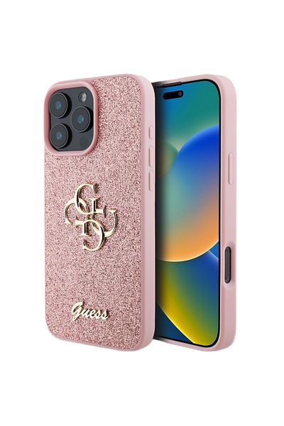Guess Husa Fixed Glitter 4g Metal Logo Iphone 16 Pro Max Roz