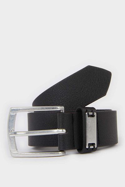 DeFacto Boy's Rectangular Buckle Faux Leather Casual Belt F6941A8Ns
