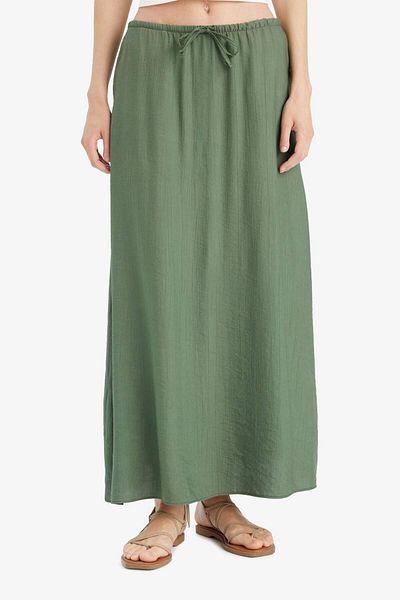 DeFacto A-Line Regular Waist Crinkle Fabric Midi Skirt F6501Ax25Sm