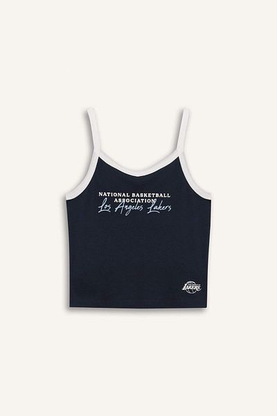 DeFacto Defactofit Nba Los Angeles Lakers Fitted Ribbed Camisole Sportsman Strap Undershirt E9269Ax25Sm