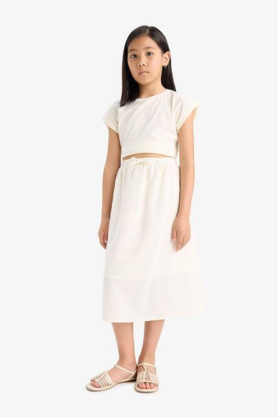 DeFacto Girl's Elastic Waist Woven Skirt F5870A825Hs