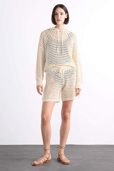DeFacto Hooded Crochet Long Sleeve Beach Top F7462Ax25Hs