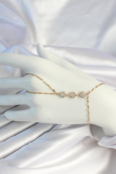 Skygo 316L Steel Chain Gold Color Clover Zircon Stone Shahmeran - Tj-Sn664