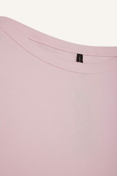 DeFacto Slim Fit Slim Fit Boat Neck Κοντομάνικο μπλουζάκι F5015AX25SM