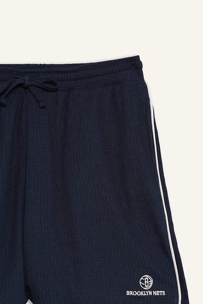 DeFacto DeFactoFit NBA Brooklyn Nets Standard Fit Κοντό υφασμάτινο σορτς με τσαλακωμένο πόδι E3625AX25SM
