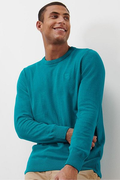 Tchibo Men Crew Neck Long Sleeve Knitted Sweater, Blue