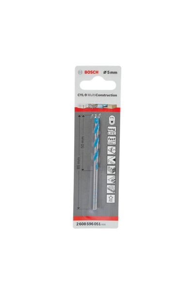Generic مثقاب بوش CYL-9 متعدد الاستخدامات، فضي وأزرق، مقاس 5 × 85 مم، JE2 608 596 051