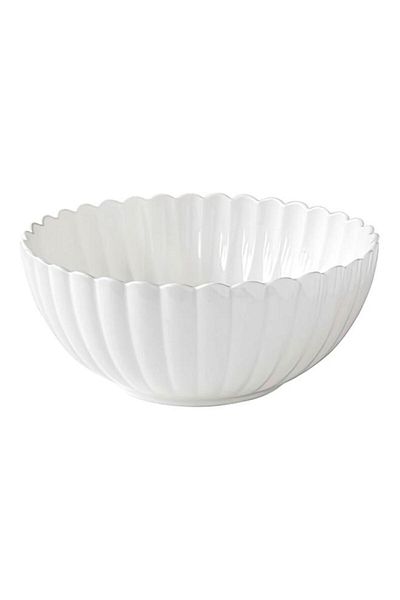 Generic وعاء سلطة أنيق دائري الشكل من البورسلين سهل التنظيف من إيزي لايف، أبيض، 26 × 11 سم