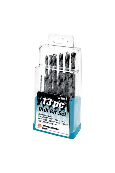 Generic طقم مثقاب من الفولاذ عالي السرعة من Performance Tool، مكون من 13 قطعة مع حقيبة، متعدد الألوان W9014