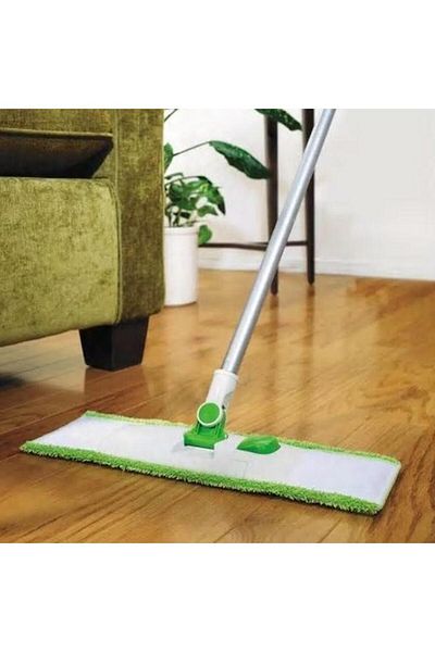 Generic Scotch Brite Microfiber Hardwood Flat Floor Mop with Stick Green and Silver 17inch