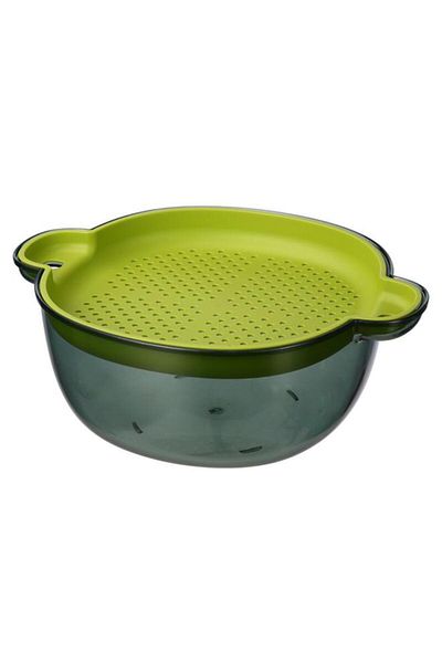 Generic وعاء سلطة فيلي مع غطاء مصفاة، أخضر ورمادي، كبير، Y1K110220-G