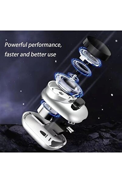 COOYA Mini Electric Shaver,6 Stainless Blade,Double Ring 3D Knife Net, dry,wet dual use,low noise,Silver