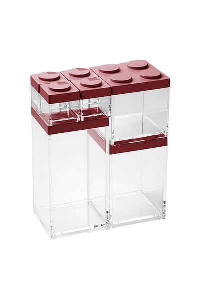 Generic مجموعة صناديق تخزين بلاستيكية من OMADA مكونة من 7 قطع، آمنة للاستخدام في غسالة الأطباق وخالية من مادة BPA، باللونين الأحمر والشفاف