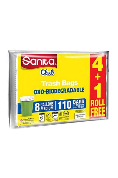 Generic Sanita 110-Piece Club Biodegradable Recyclable Medium Trash Bag White 8 Gal PR21BO0805R11