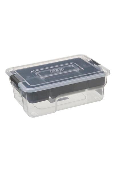 Generic Five Simply Smart Samba Compartmentalized Storage Box Clear and Black 5 Liter 160429