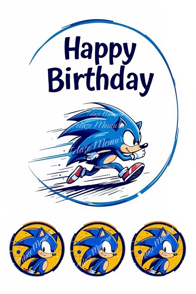 telaşe memuru Sonic Cake Topper - Edible Paper Cake Picture and Print Birthda...