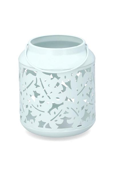 Generic فانوس معدني أنيق ذو قاعدة مسطحة متينة وهادئة مصنوع من المعدن المزخرف باللون الأخضر الفاتح