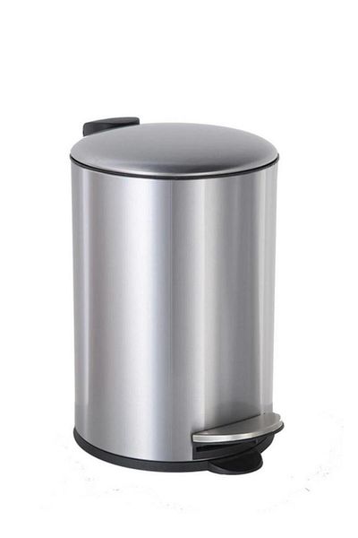 Generic HONEY BEE High-Quality and Durable Round Pedal Bin Silver 5 Liter HDB-20001S