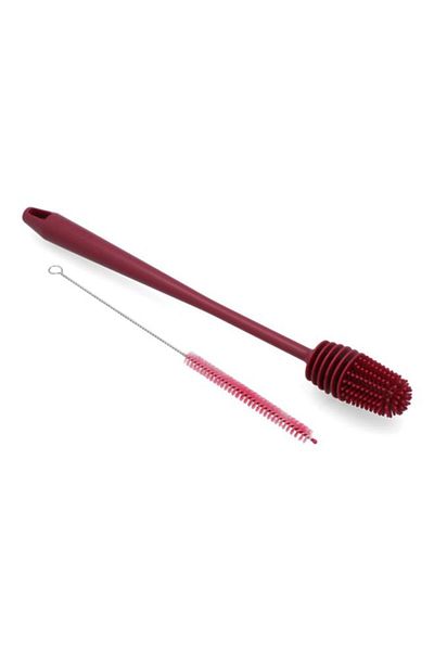Generic MANNA 2-Piece Durable BPA-Free Brush with Straw Bottle Cleaner Set Burgundy (Multicolour)