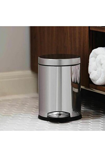 Generic Simple Human Round Pedal Trash Can Polished Steel 4.5 Liter
