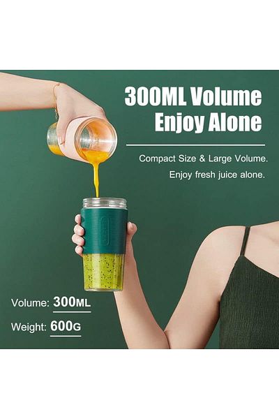 COOYA Portable Blender Cup, with Two-blade Cutter Head , Battery Powered,300 ML, for Travel Sports Kitchen