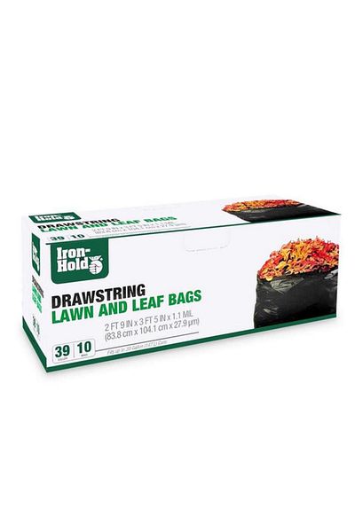 Generic IRON-HOLD Drawstring Closure Plastic Lawn and Leaf Trash Bags Black 39 Gal 618730