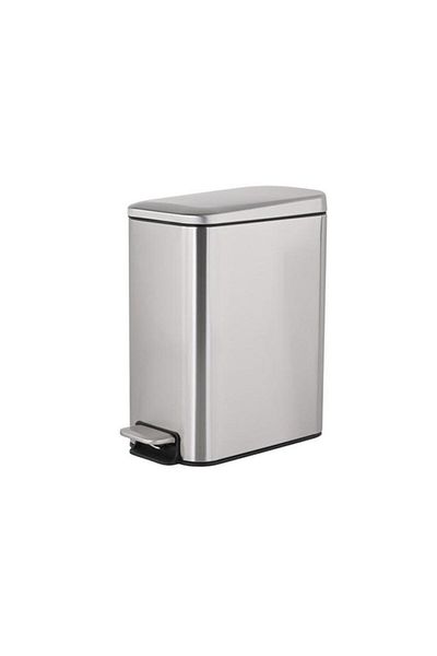 Generic HONEY BEE High-Quality and Durable Rectangular Pedal Bin Silver 12 Liter HDB-18026A